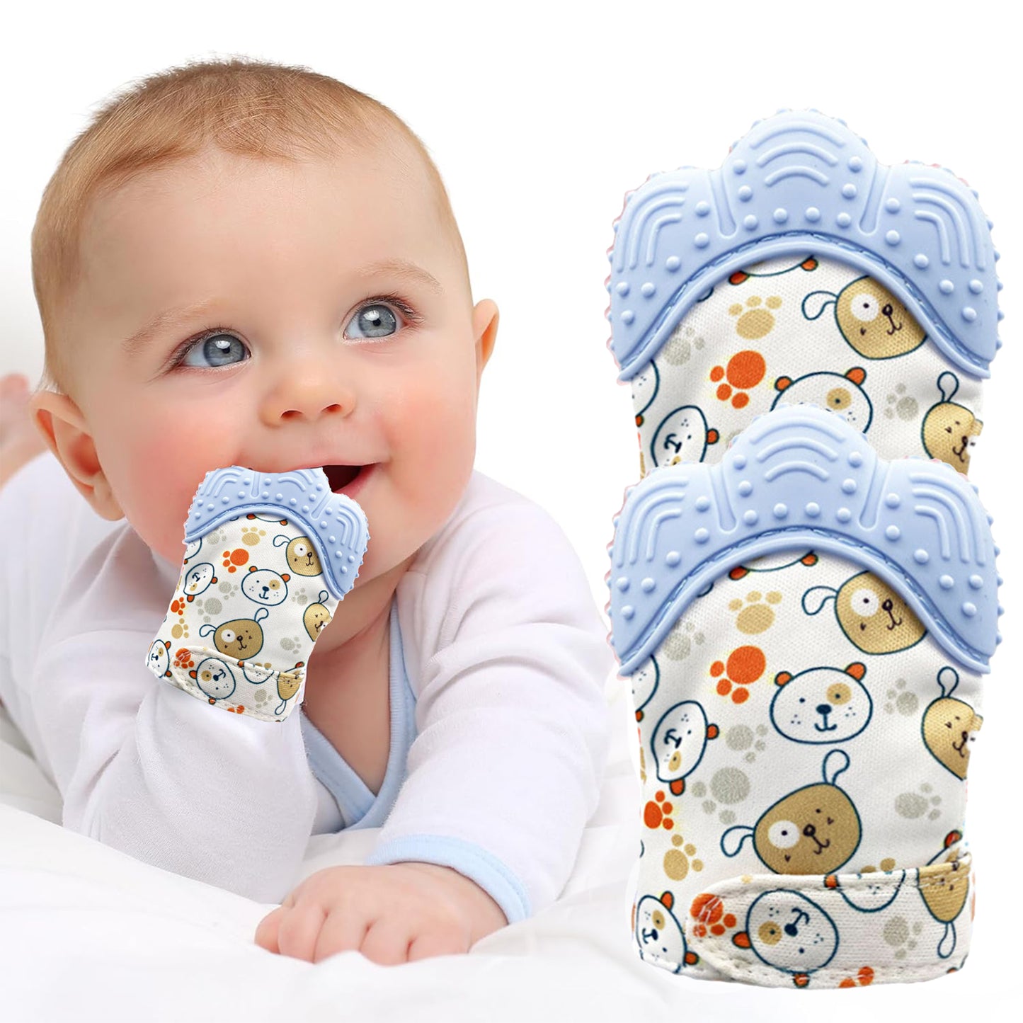 2Pack Silicone Teething Mitt for 0-12 Months