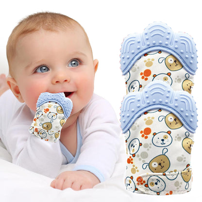 2Pack Silicone Teething Mitt for 0-12 Months