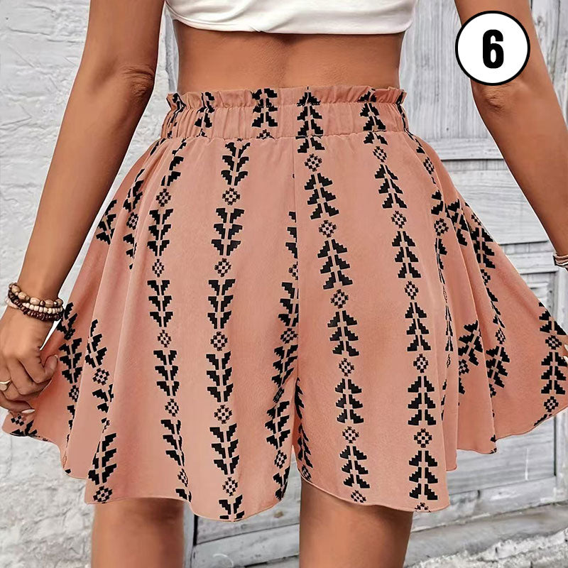 Women's Ditsy Floral Elastic Waist Skort Ruffle Hem Boho Short Skirt Skorts