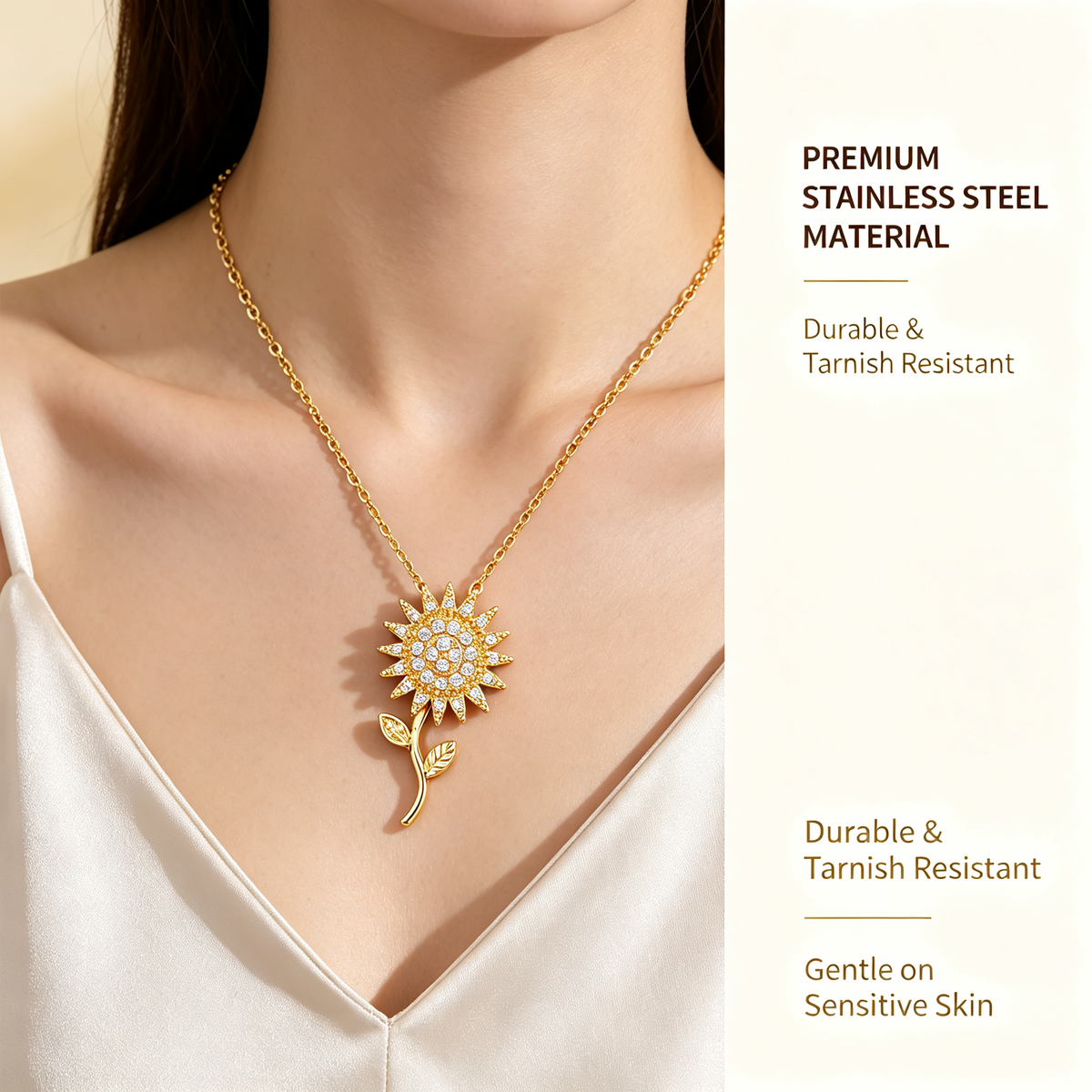 Sunflower Fidget Necklace You are My Sunshine Rotating Necklace
