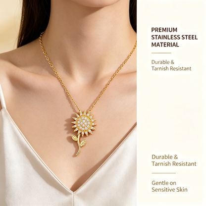 Sunflower Fidget Necklace You are My Sunshine Rotating Necklace