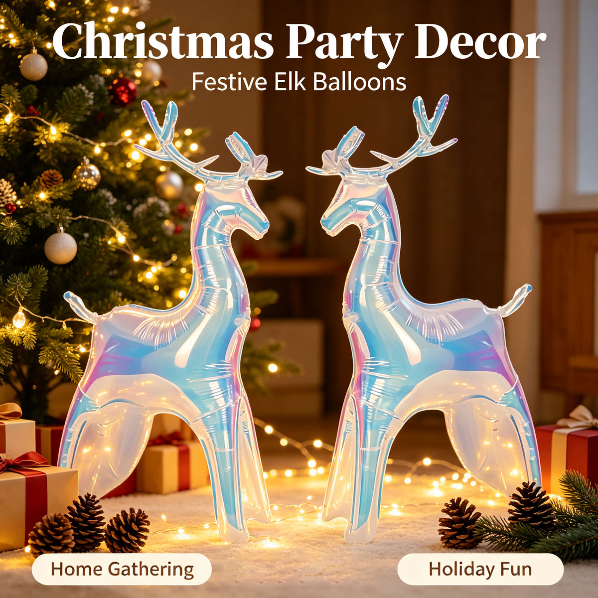 Iridescent Reindeer Balloons Deer Elk Decoration
