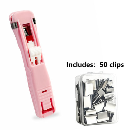 Handheld Paper Clam Clip Dispenser, No-Hole Paper Binding