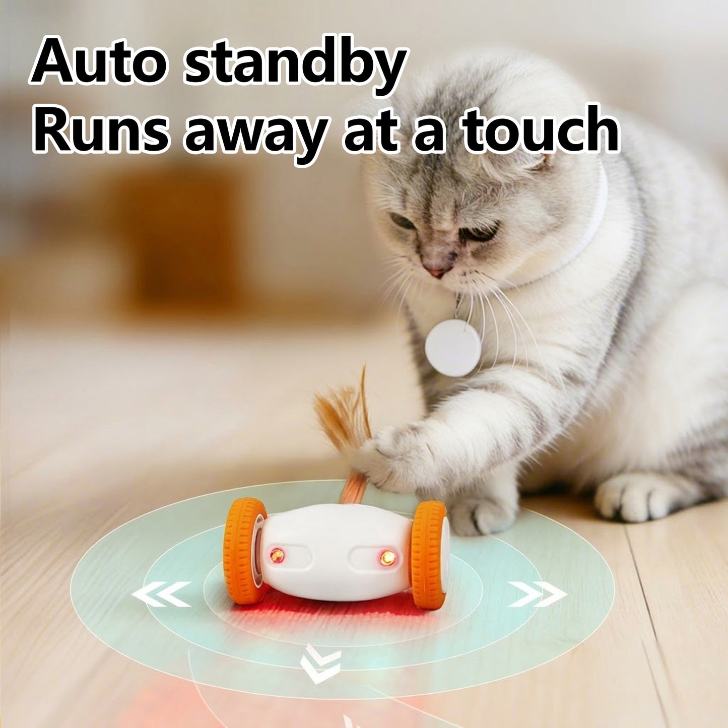 Automatic Moving Interactive Electric Cat Toy, USB Rechargeable, 6 Color Lights