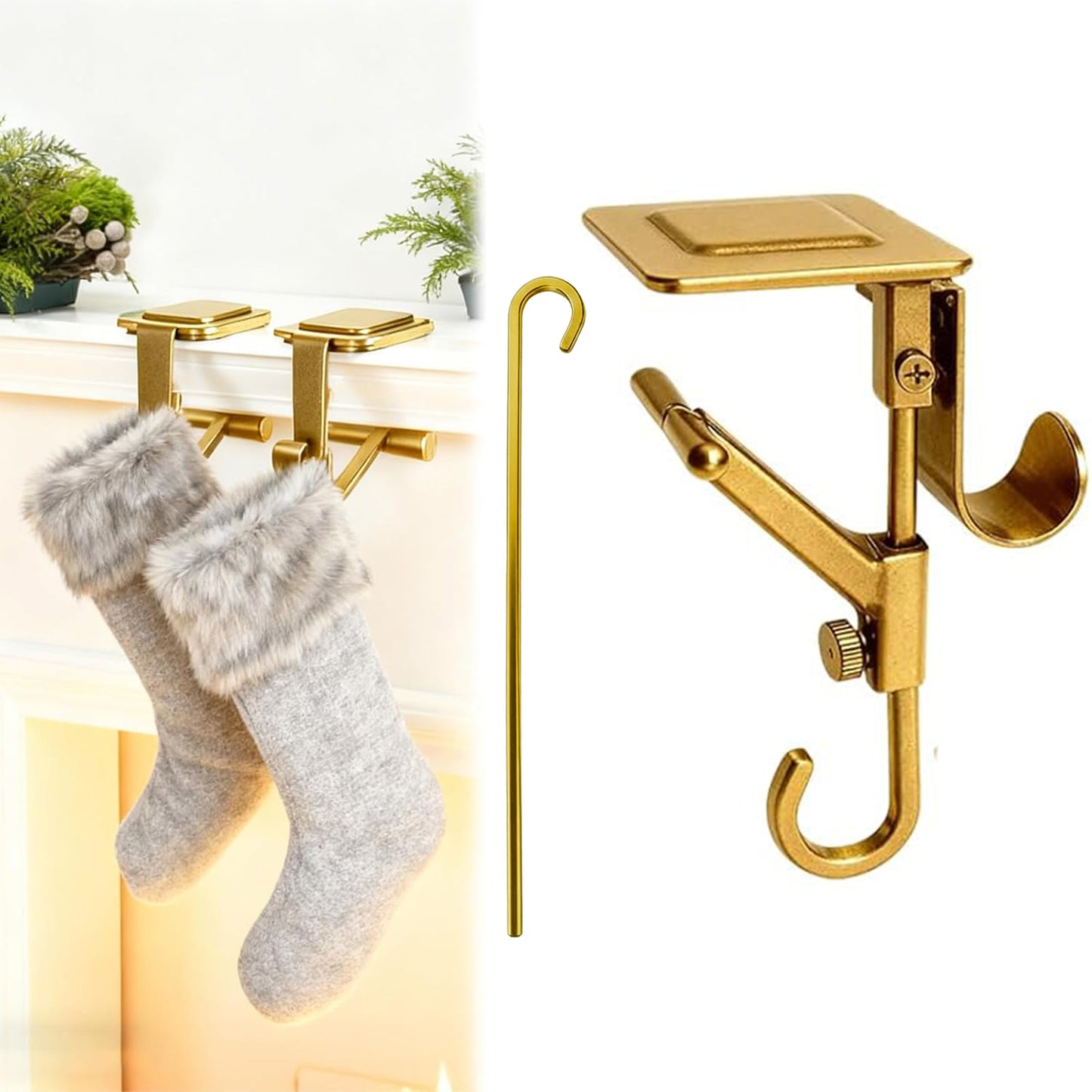 No-Drill Fireplace Stocking and Garland Hanger