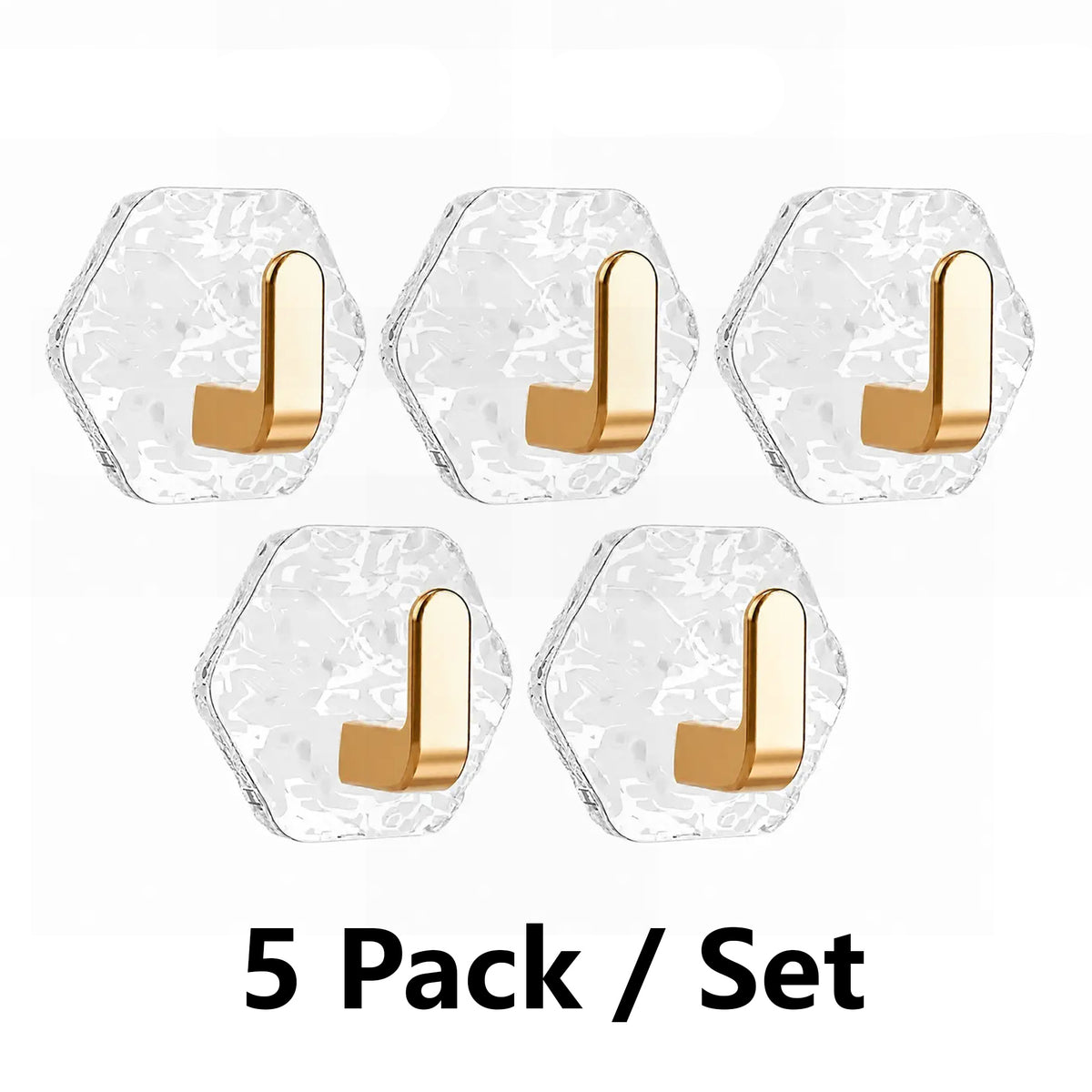 Heavy-Duty Self-Adhesive Hexagonal Ripple Hooks, 10-Pack