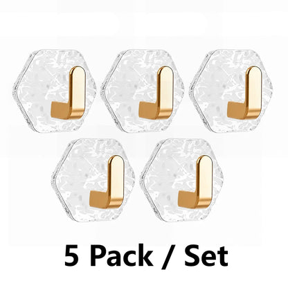 Heavy-Duty Self-Adhesive Hexagonal Ripple Hooks, 10-Pack