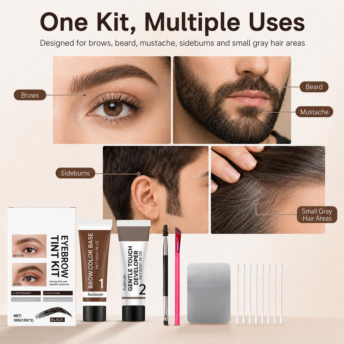 Black Eyebrow Color Kit  Long Last & Waterproof