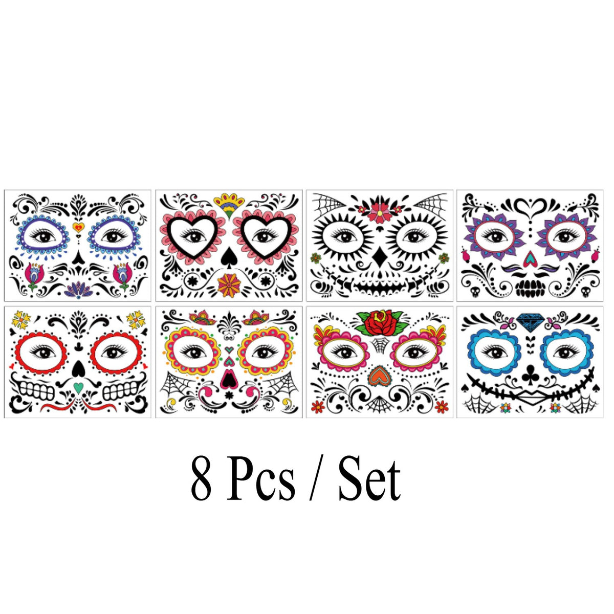 Mexican Day Of The Dead Temporary Facial Tattoo Stickers