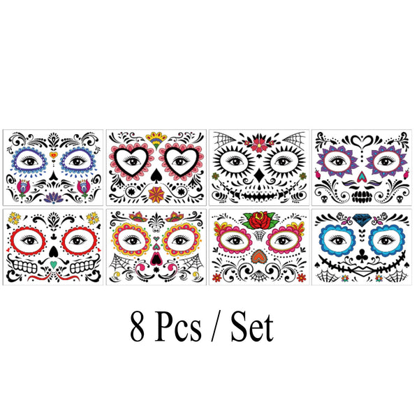 Mexican Day Of The Dead Temporary Facial Tattoo Stickers