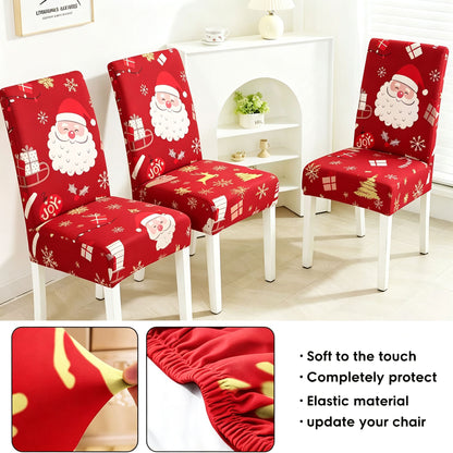 Christmas-Themed Stretchy, Washable Dining Chair Cover