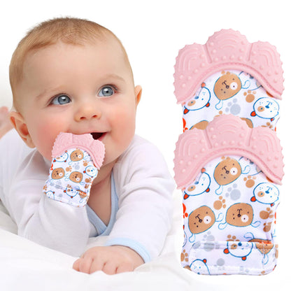 2Pack Silicone Teething Mitt for 0-12 Months