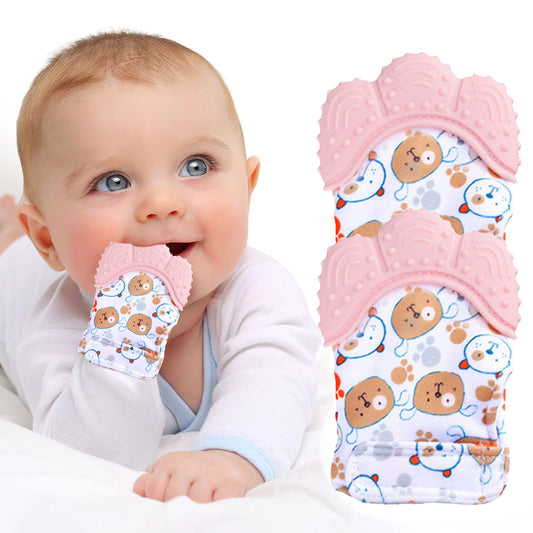 2Pack Silicone Teething Mitt for 0-12 Months