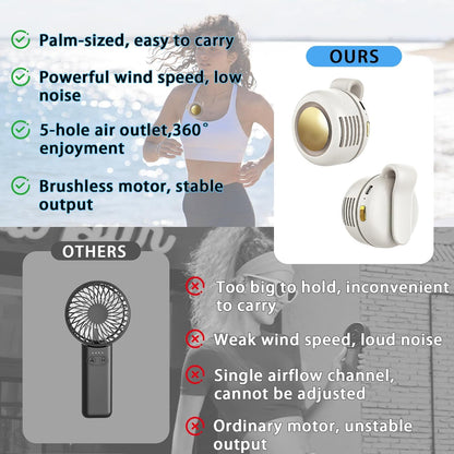 Portable Clip-On Fan, 360° Rotatable Personal Fan 3-Speed Silent Mini Bladeless Fans