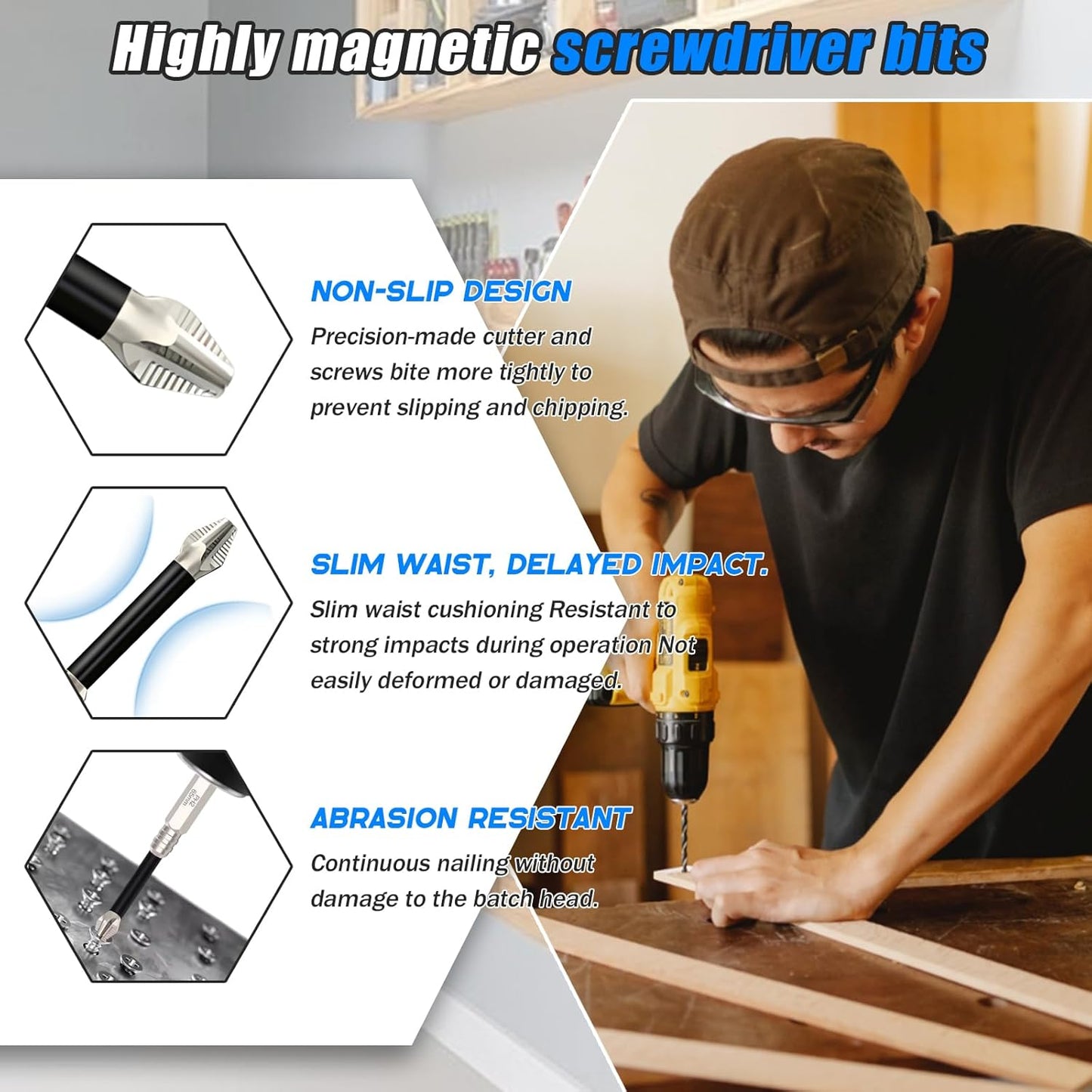 High Magnetic Screwdriver Drill Bit Set, 25 50 65 70 75 90 100 120 150mm (9Pcs)