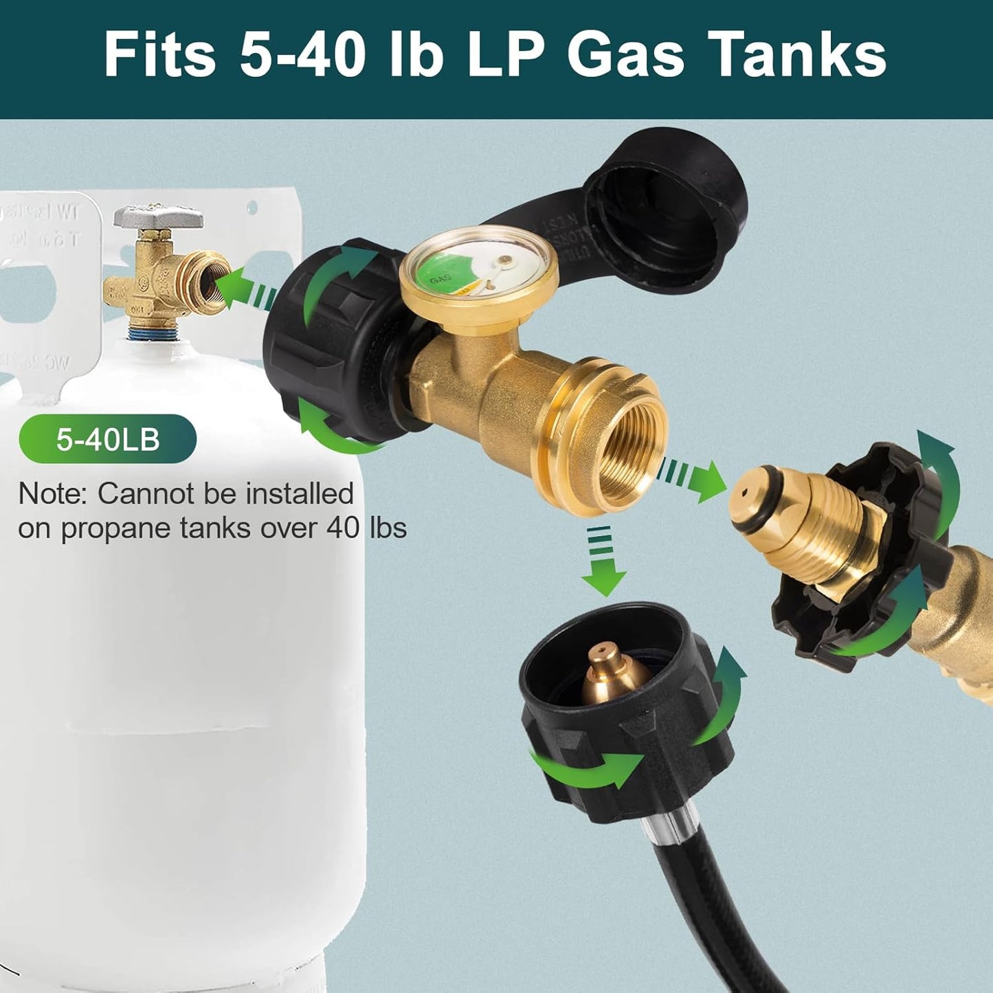 Propane Tank Gauge Level Indicator Leak Detector Gas Pressure Meter Universal