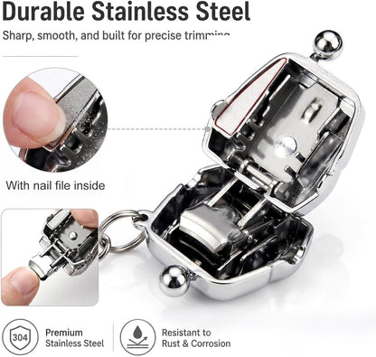 Mini Stainless Steel Nail Clipper Keychain – Portable Wallet-Style