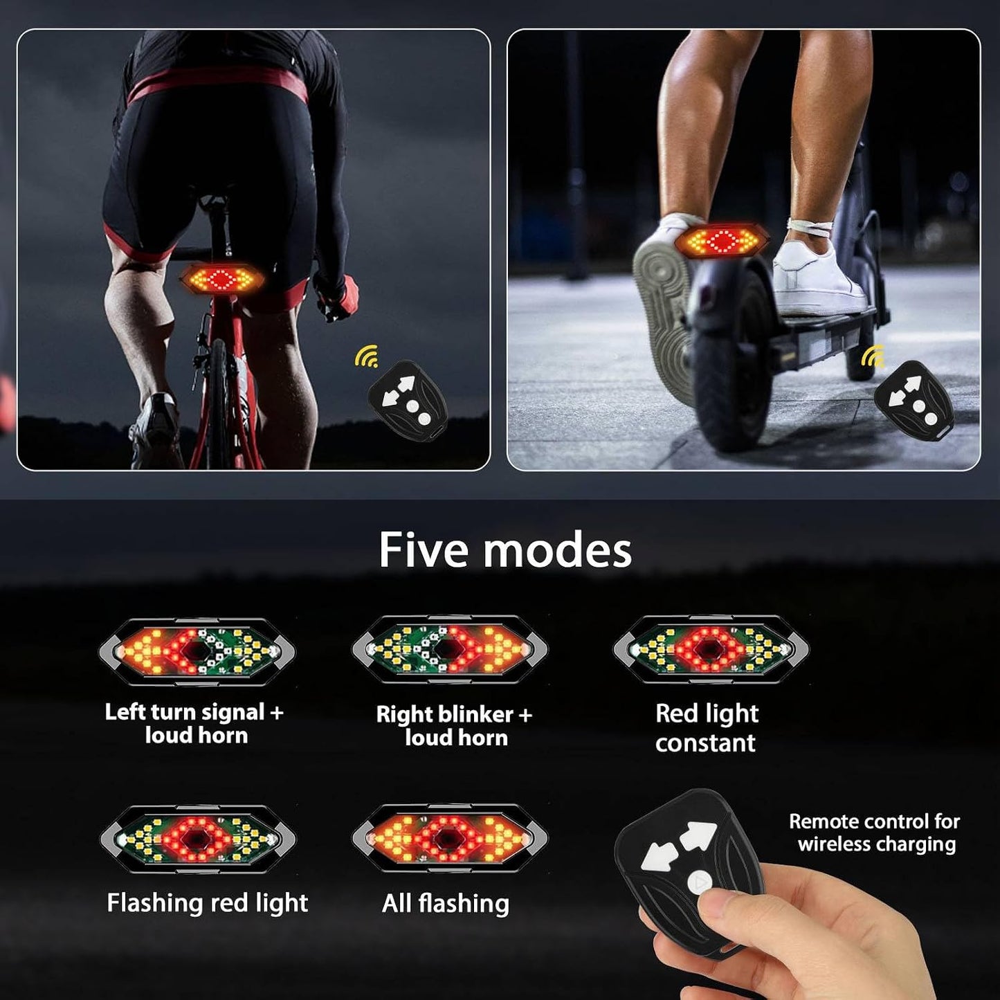 Wireless Remote-Controlled Bicycle Tail Light Set | Built-in Anti-Theft Alarm