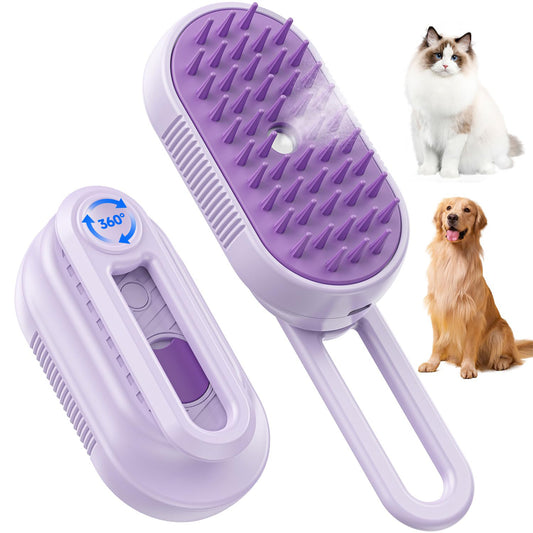 4 in 1 Cat Steam Brush with Foldable Handle for Shedding