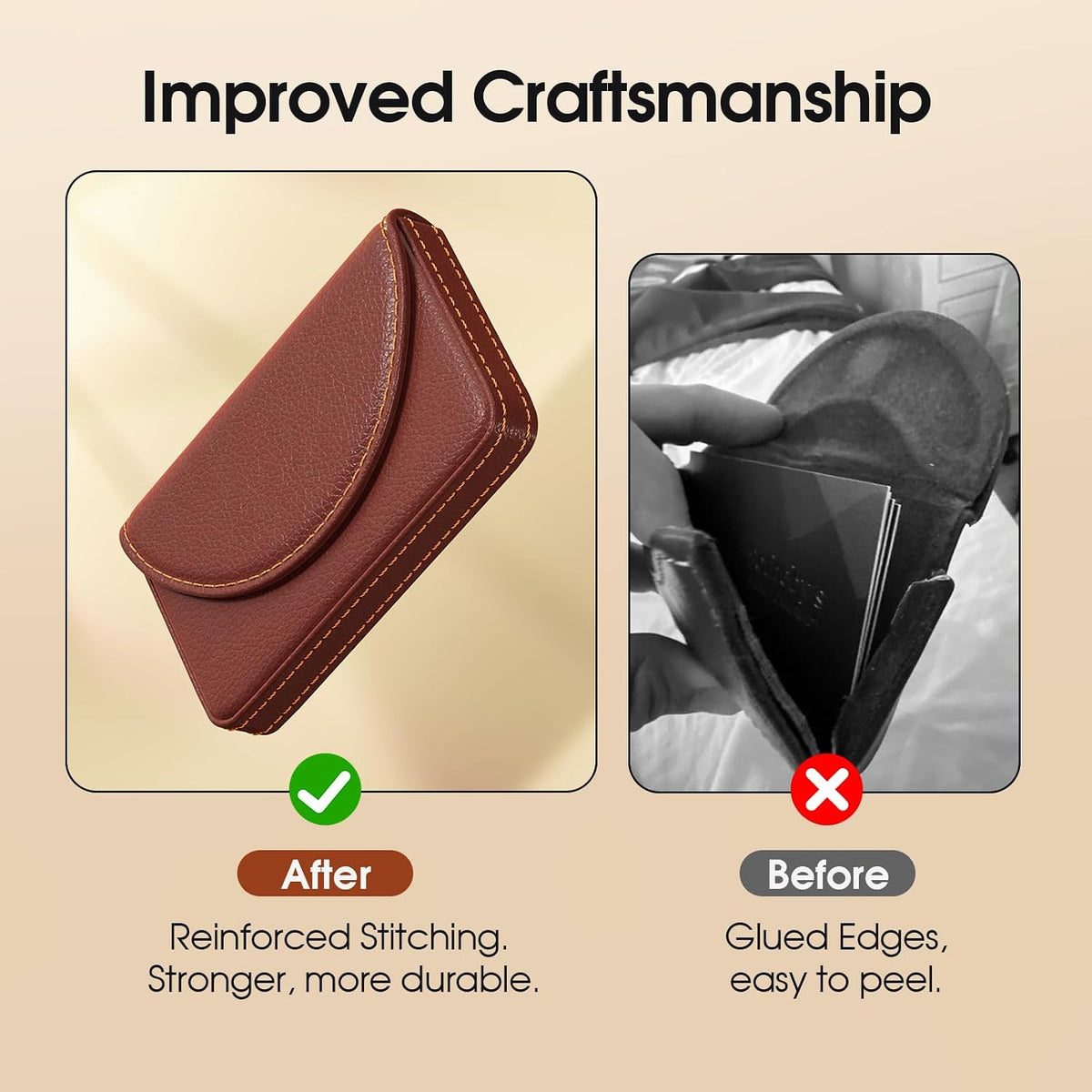 PU Leather Business Card Holder Case - Slim Stylish Portable Carrier
