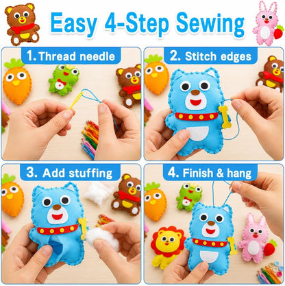 Kids Felt Sewing Craft Kit with Plastic Needles Thread Stuffing