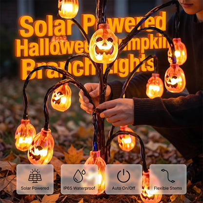 12 Pcs Halloween Solar Tree Stump Light Waterproof Garden Stake Light