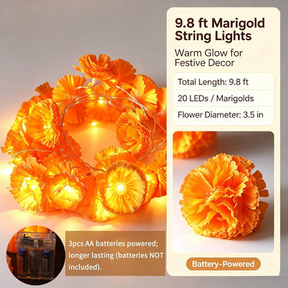 Lighted Marigold Garland String Lights 9.8 FT – 20 LED