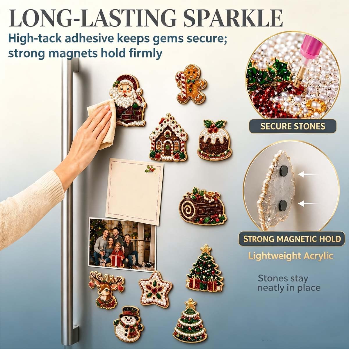 6-Pcs DIY Pearl and Diamond Painting Fridge Magnet Craft Set