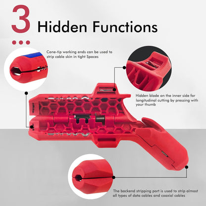 Wire Stripper Curved Handle Multi Functional Cable Stripping Tool for Electrician