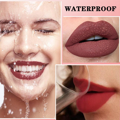 12Pcs Matte Lip Liner With Sharpener Set Waterproof Smudgeproof