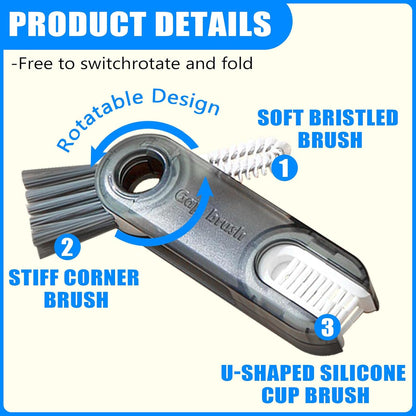 3-in-1 Multifunctional Cup Lid Crevice Cleaning Brush Set
