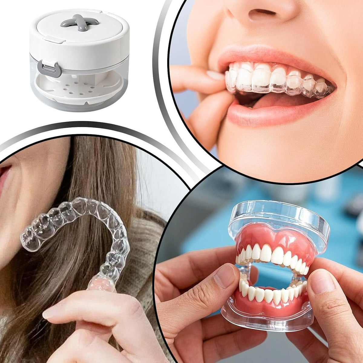 Retainer Cleaner Case Box,Storage Soak Container With Drain Tray