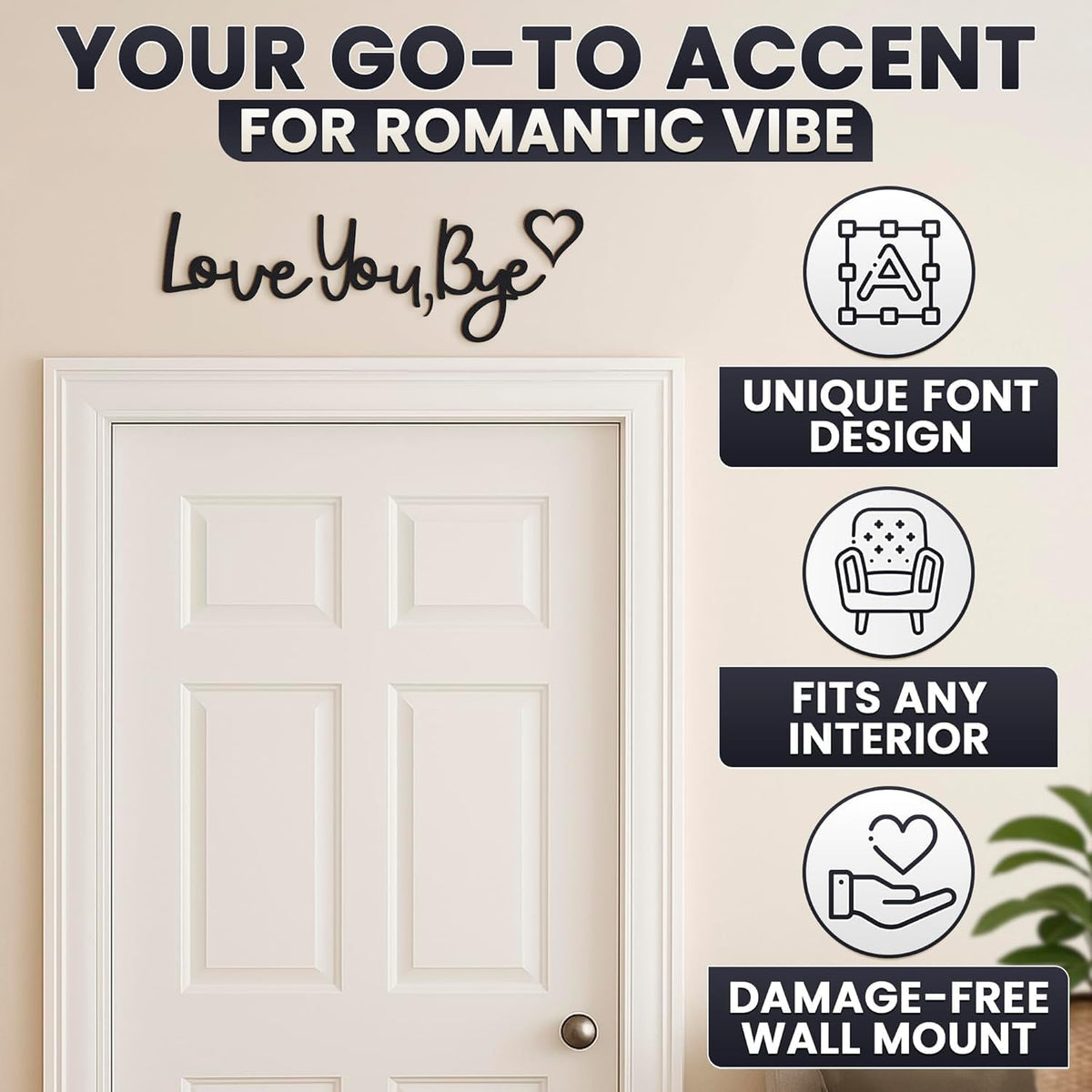 Love You Bye Sign Above Door Decor