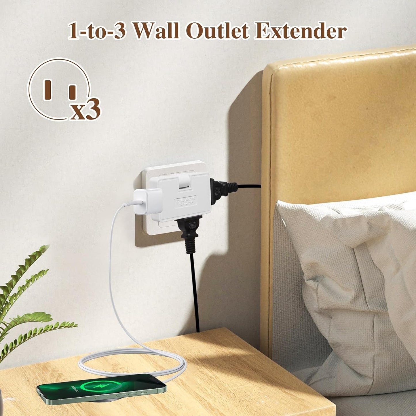 4Pcs Wall Socket Extension Adapter - 180-Degree Rotatable Flat Plug AC Adapter
