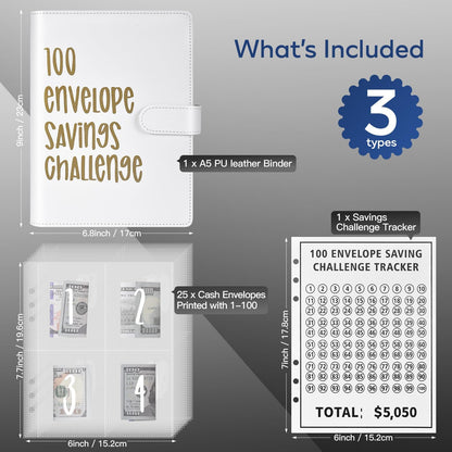 100 Envelopes Money Saving Challenge Budget Planner with Cash Envelopes