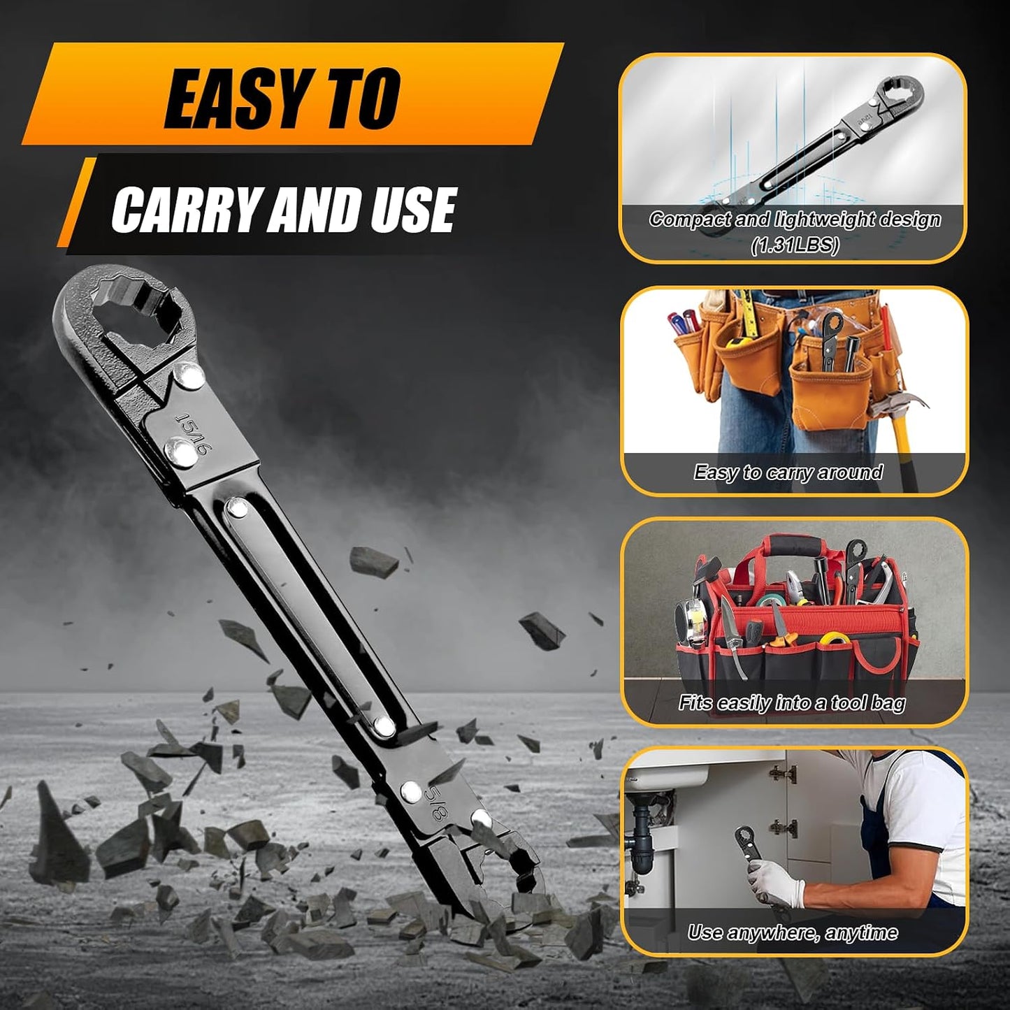 2Pcs Double-Ended Wrench Set And Angle Valve Wrench – Plumbing Repair Tools