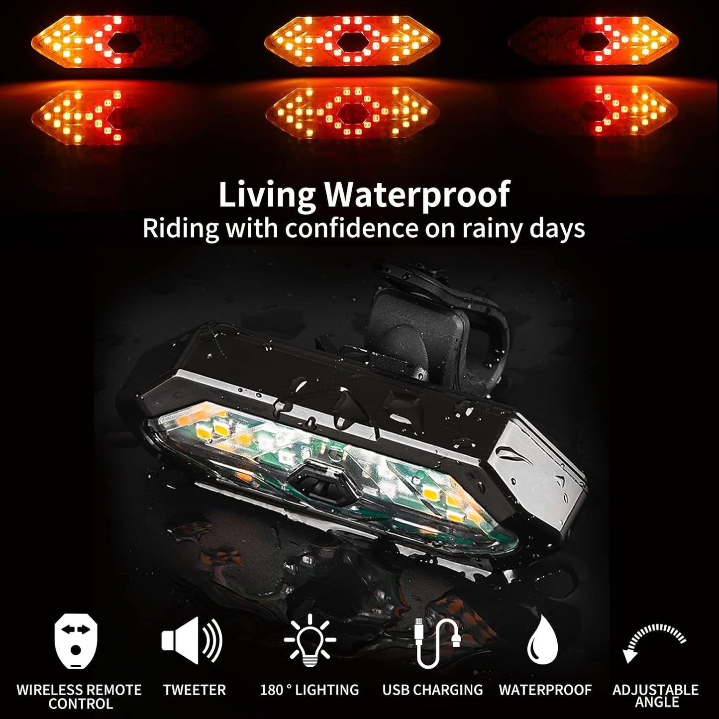 Wireless Remote-Controlled Bicycle Tail Light Set | Built-in Anti-Theft Alarm