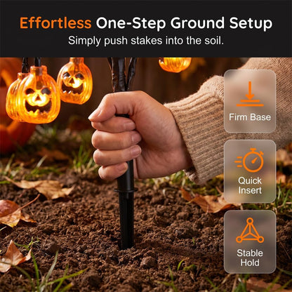 12 Pcs Halloween Solar Tree Stump Light Waterproof Garden Stake Light
