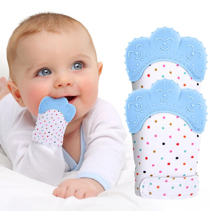 2Pack Silicone Teething Mitt for 0-12 Months