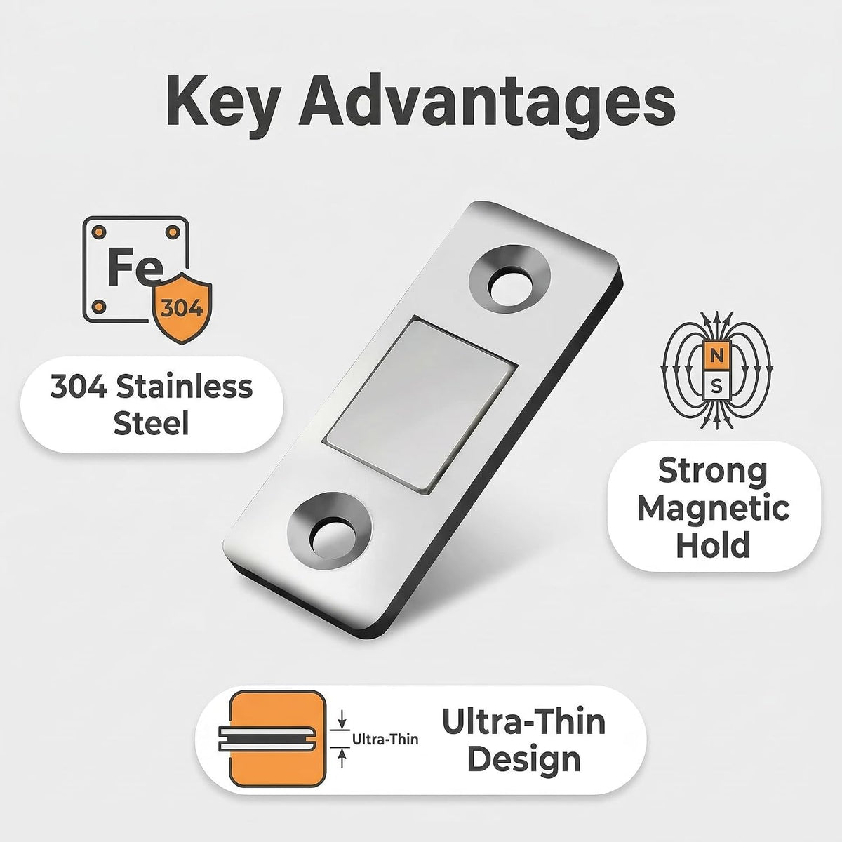 10 Pack Ultra Thin Magnetic Latch Easy to Install Cabinet Magnets
