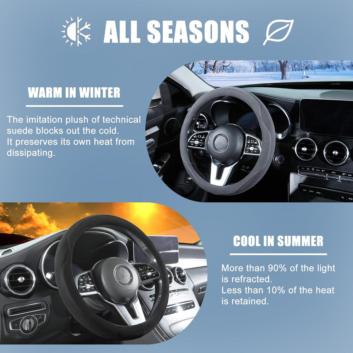 Car Steering Wheel Cover for Most Car Models