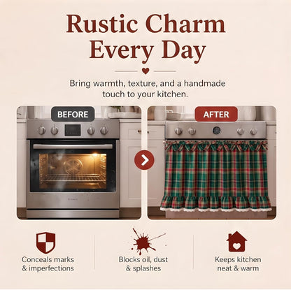 Christmas Gingham Tiered Length Stove Front Curtain