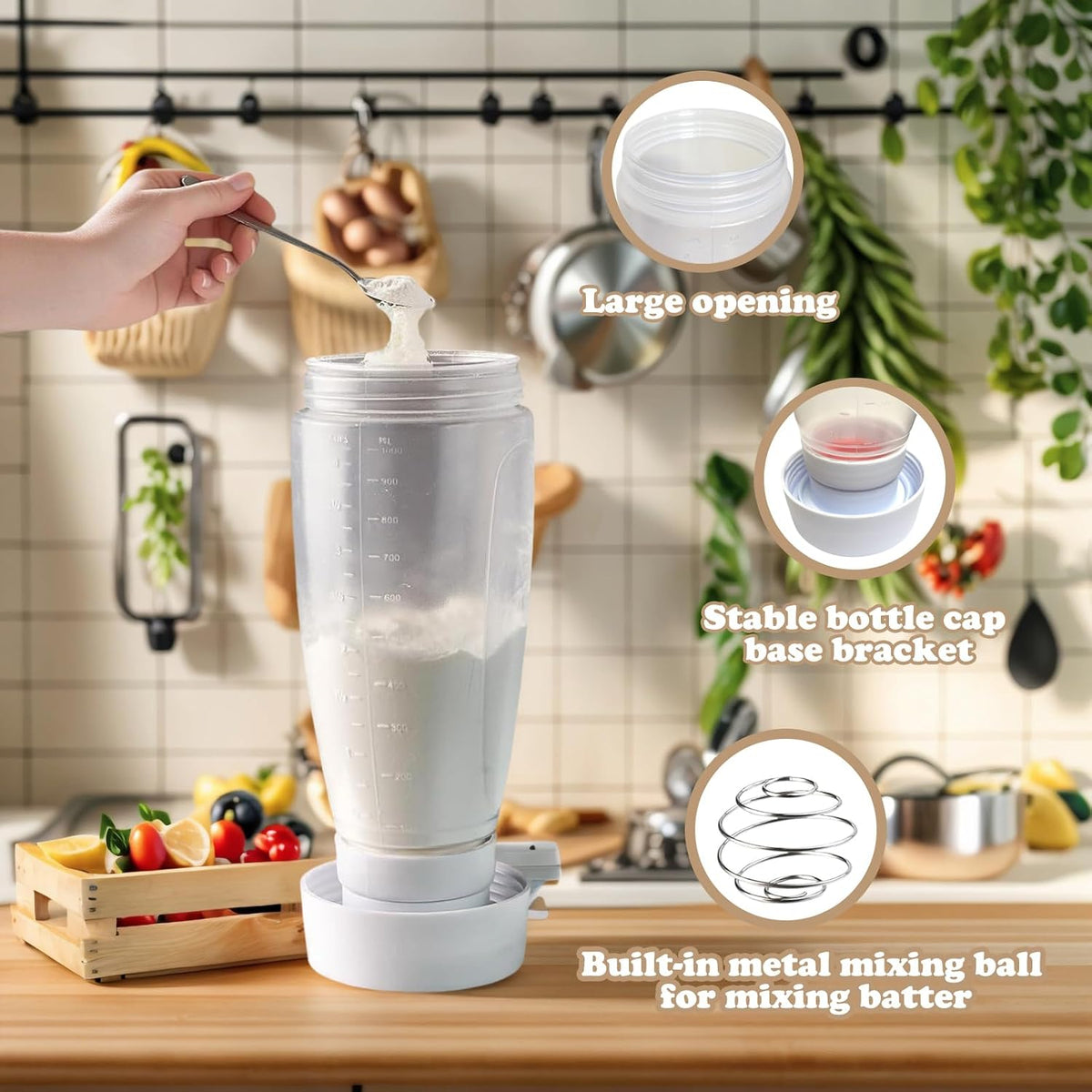Pancake Batter Dispenser Bottle with Blender Balls