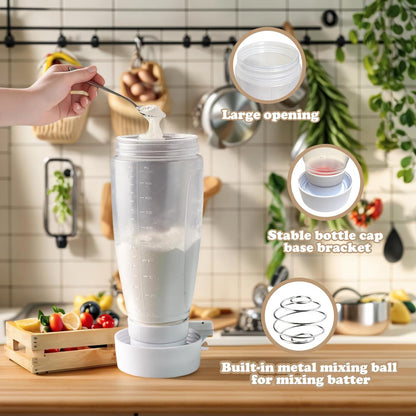 Pancake Batter Dispenser Bottle with Blender Balls