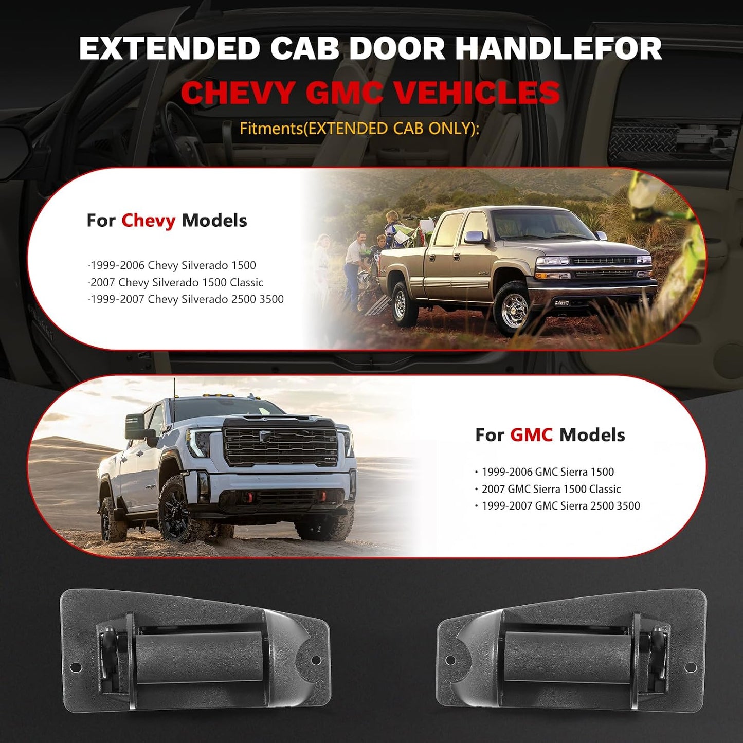 Cab Door Handle Compatible with 1999-2007 Chevy Silverado OEM# 15758171, 15758172