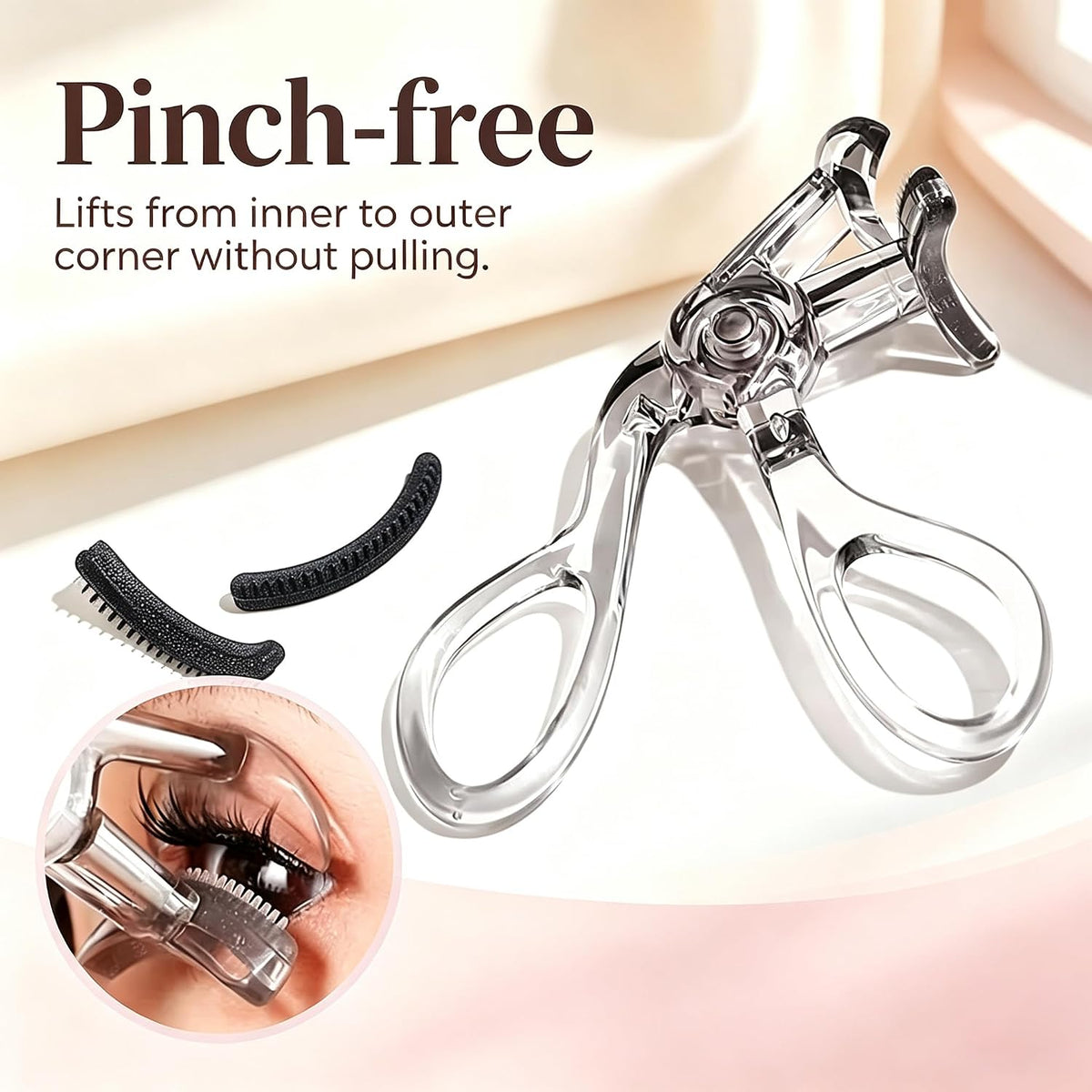 2Pcs Wide-Angle Eyelash Curler with Built-In Comb Gentle No-Pull Design
