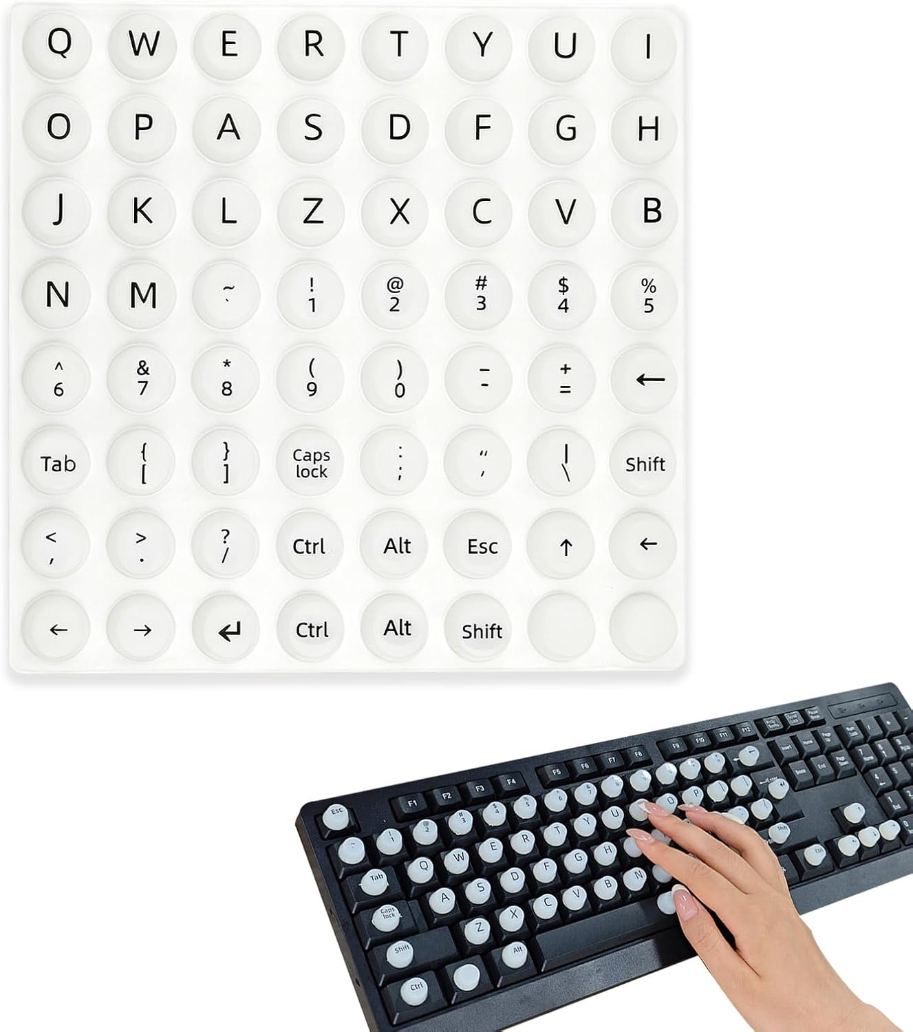 DIY 80 Sticky Raised Keycap Pads with Letters for Nail Protection