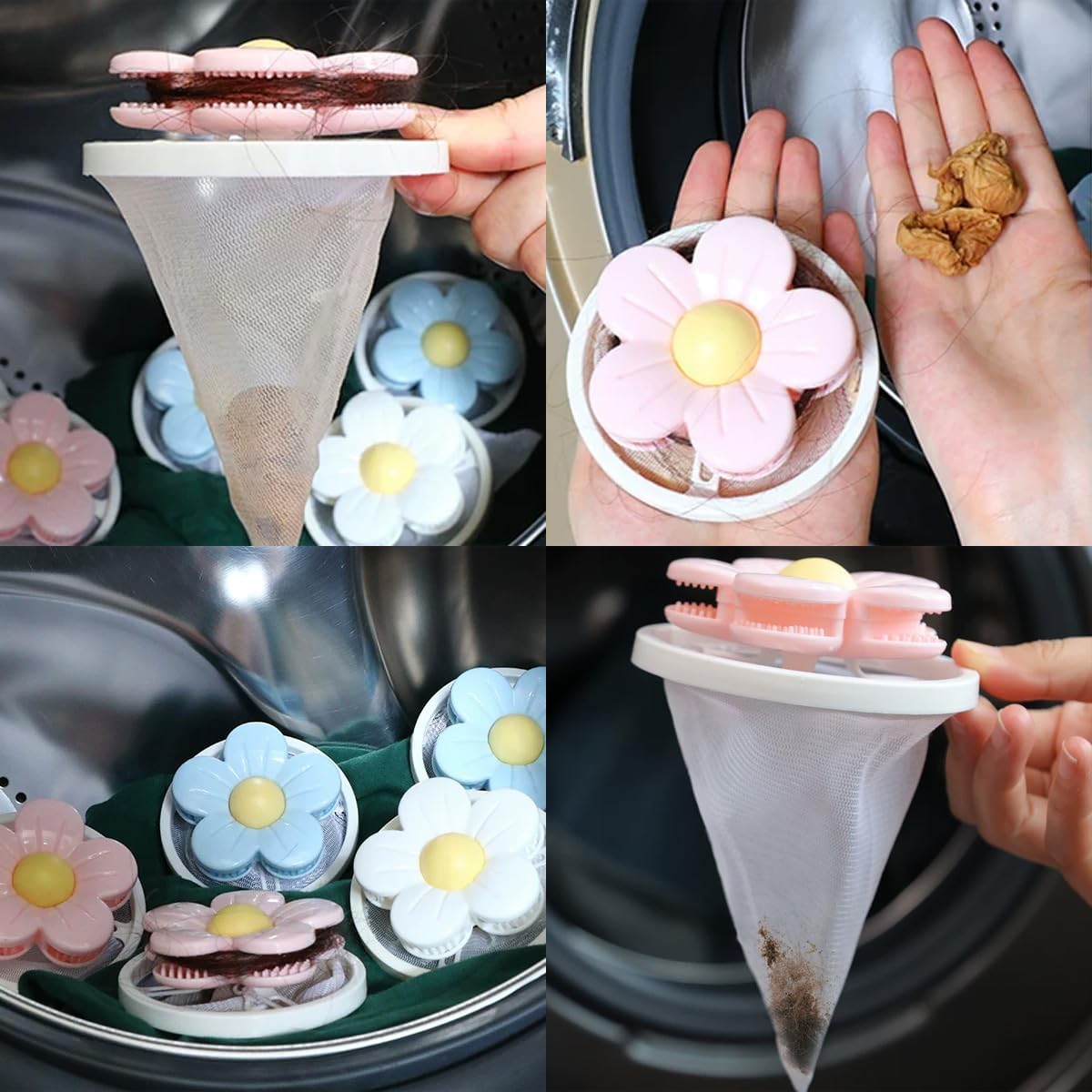 3 PCS Hair Filter Bag Floating Lint Catcher Machine Pet Hair Catcher