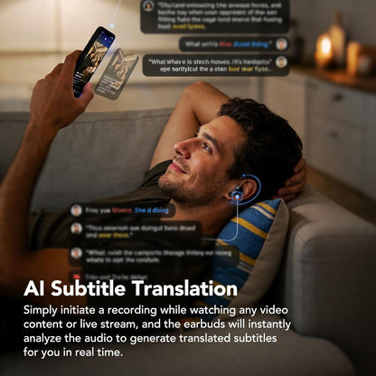 AI Translation Earbuds Real Time Support 134 Languages Compatible with iOS & Android, for Travel Business