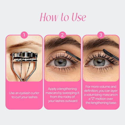 Double-Ended Waterproof Mascara, Smudge-Resistant Curling Primer-2 Pack